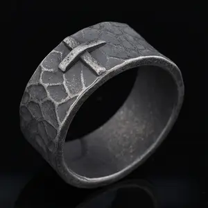retro simple ins style, texture pattern shape, unisex ring,