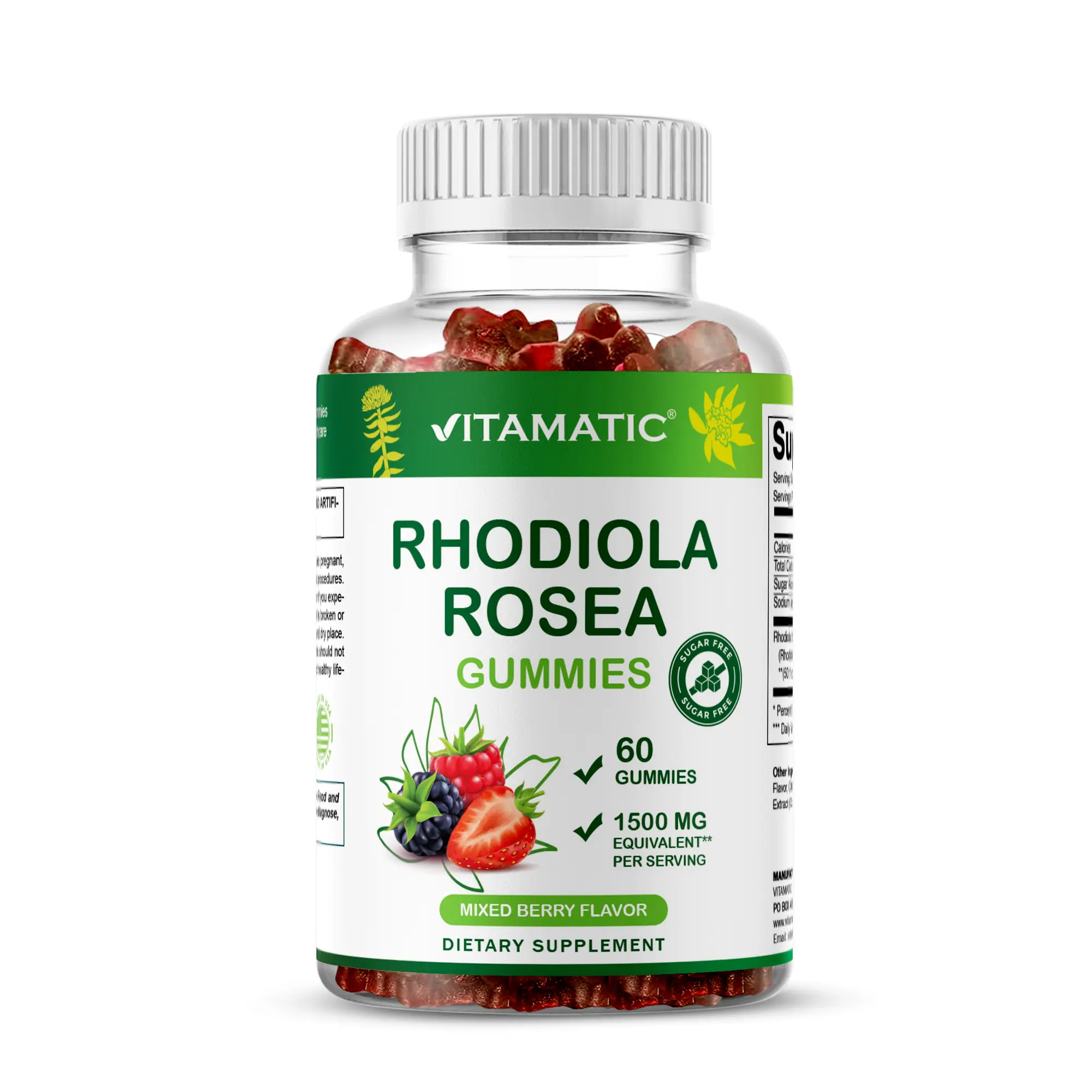 Sugar Free Rhodiola Rosea Gummies 1500 mg Equivalent Per Serving – 60 Gummies – Mixed Berry Flavor Sugar Free Rhodiola Rosea Gummies 1500 mg Equivalent Per Serving – 60 Gummies – Mixed Berry Flavor
