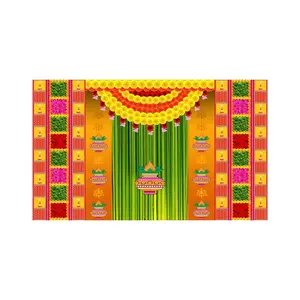 5x8 Feet Fabric Reusable Backdrop Banner for Wedding, Housewarming, any Auspicious Occasions or pooja (1225)