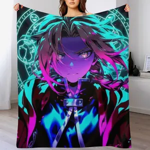 Fullmetal Alchemist Edward Elric Flannel Throw Blanket, Blonde Alchemist Print Fleece Blanket, Cozy Warm Blanket for Anime Fans Bedroom Couch