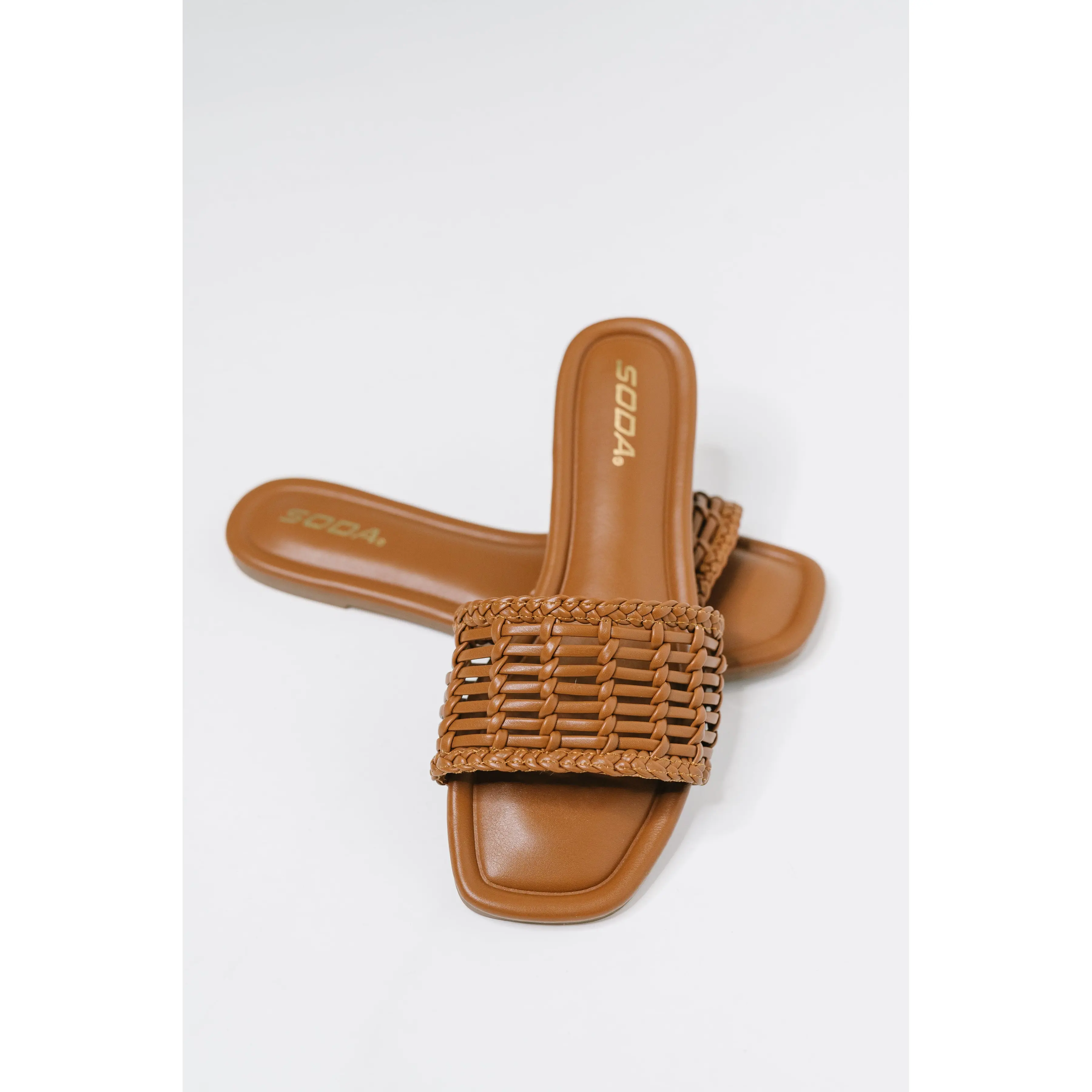 Stair Cognac Woven Slip On Sandal