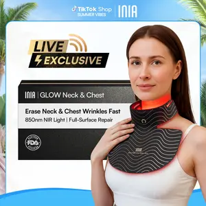 【LIVE ONLY】INIA GLOW Neck & Chest Red Light Mask – 850nm NIR | Fade Wrinkles & Spots | Lift & Firm in 4 Weeks - Red Light Skincare Device with 2600mAh Rechargeable Controller, Clinic-Grade, Full Coverage