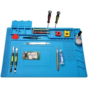 Premium Heat Resistant 932°F Silicone Soldering Mat, Large Anti Static Magnetic Electronic Repair Work Mat for BGA and Gun Soldering Iron, Workbench, Cell Phone Laptop Repair, 17.7'' *11.8 ''