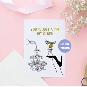 Just a Tini Bit Older Birthday Card / Dirty Martini Card / Greeting Card / Cute Card / Card for Bestie