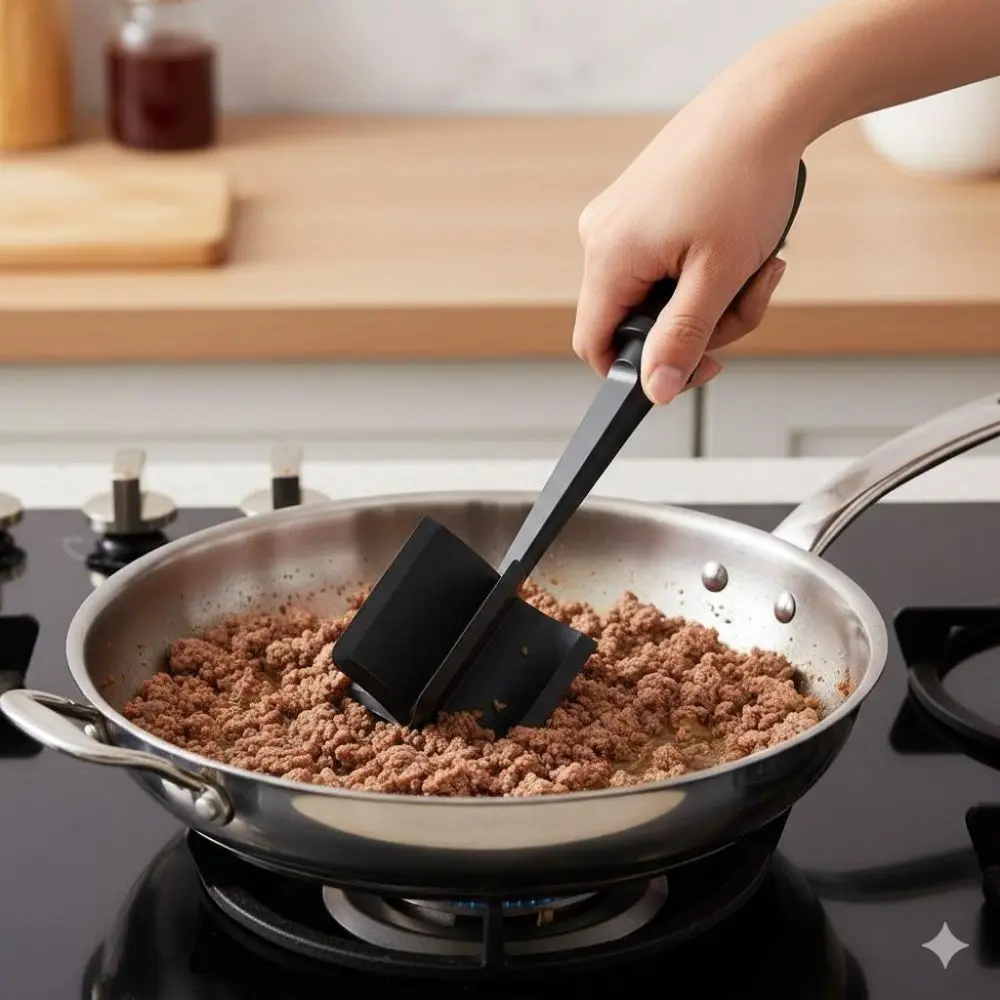 High-Temperature Resistant Kitchen Spatula | Food-Grade Nonstick Burger Meat Chopper & Masher | Heat-Proof Handle for Beef, Turkey, Potato Prep | Efficient Cooking Tool