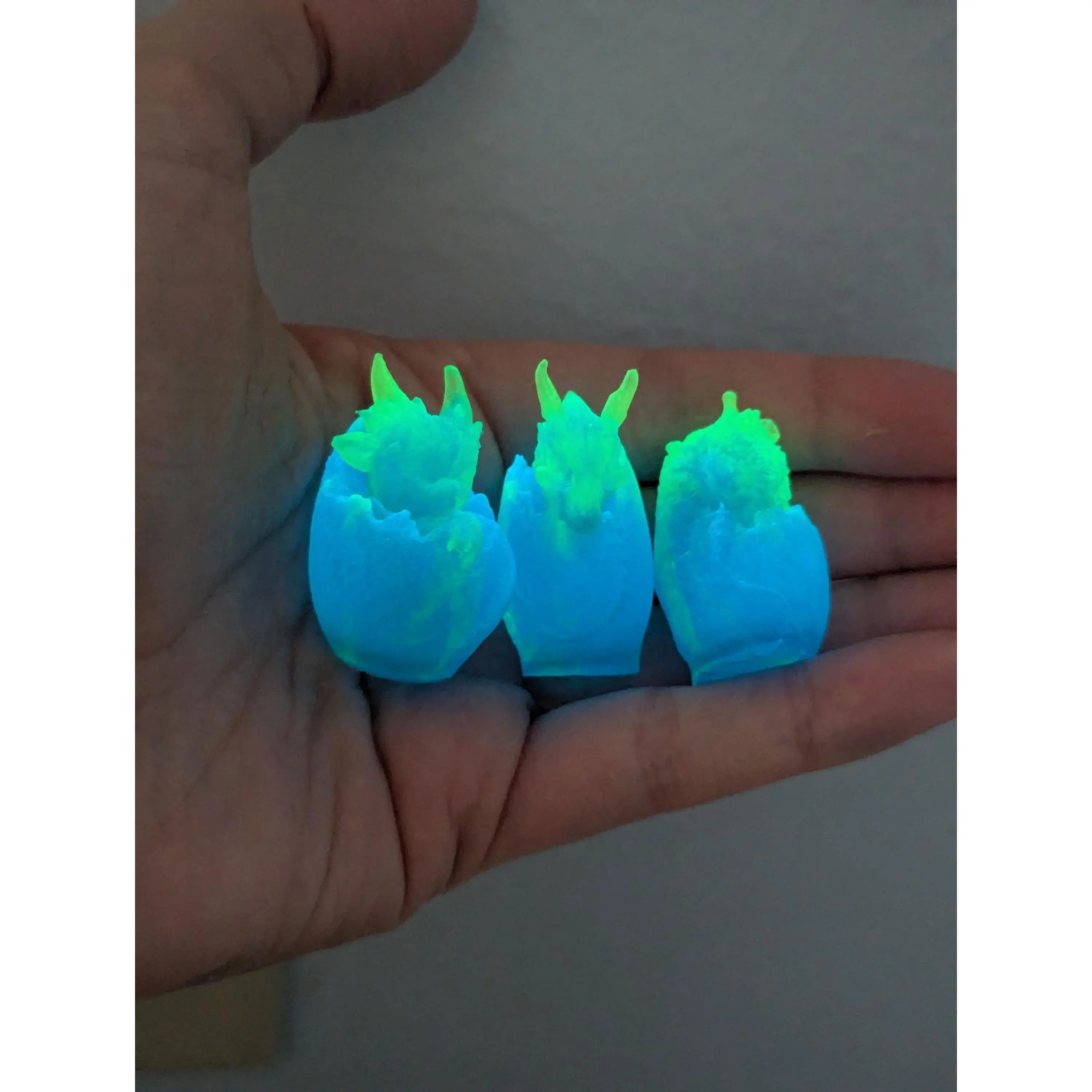 Glow Hatchling Dragons set of 3 Blue Mini Dragons Resin Dragon Hand Cast Epoxy Figurine Mini Drake Wyvern Bookish Gift for Fantasy Lover