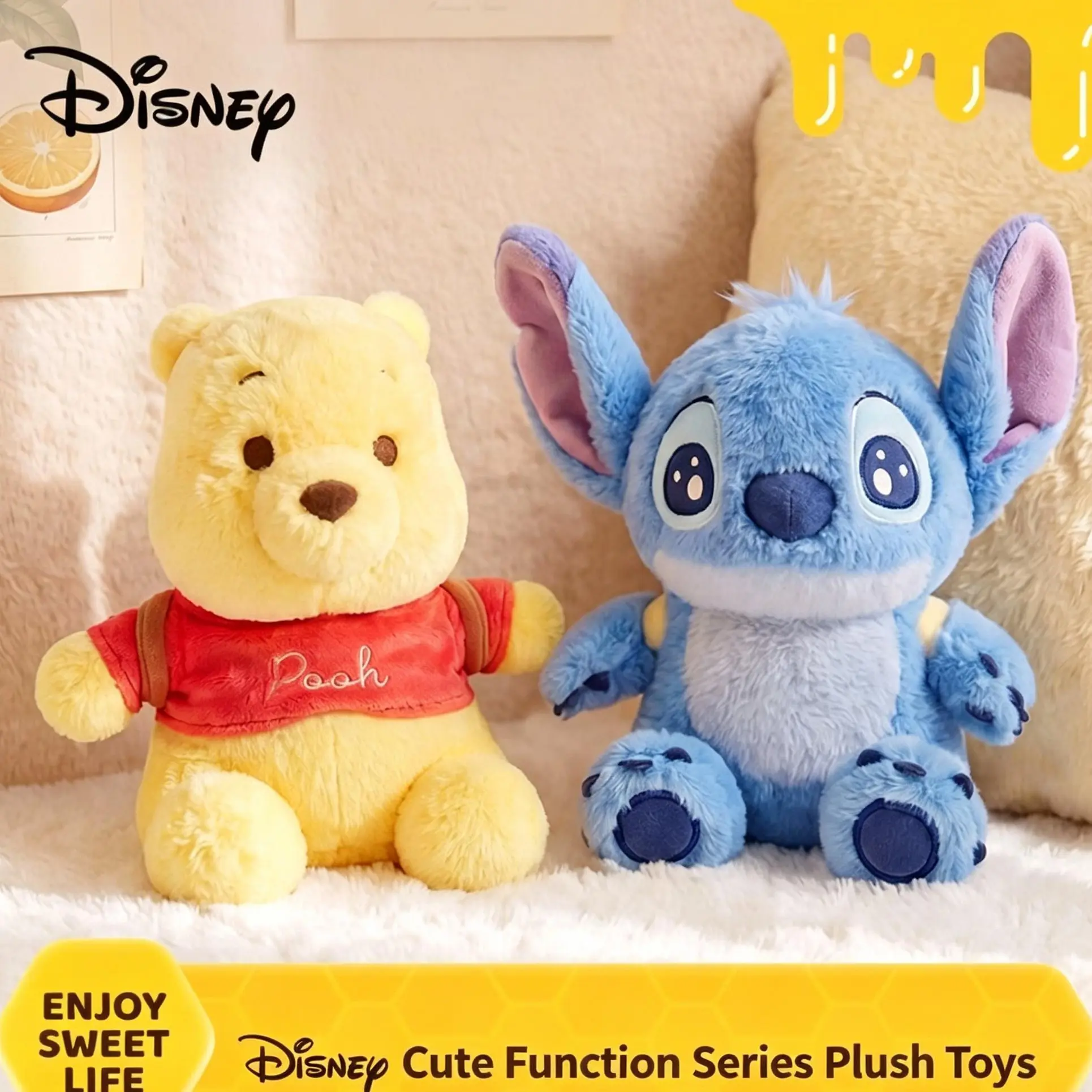 Disney Stitch Polyester Animated Functional Plush - Unisex Realistic Movable Stuffed Toy, Perfect Gift for Above 12 Fans