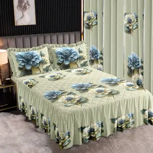 7 Piece Green Bedding Set with Floral Design and Green Accents for a Stylish Bedroom - Perfect for Home Decor