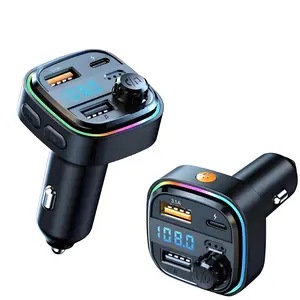 FM Transmitter：Car Bluetooth Aux Receiver with Wireless FM Radio Transmitter  - Dual USB and Type-C PD Fast Charging ,Hands-Free Calling and Support U Disk.