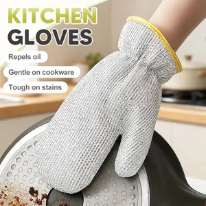 Steel Wire Dishwashing Gloves, Silver Wire, Waterproof Oil-Resistant Heat-Resistant Gloves for Kitchen Cleaning