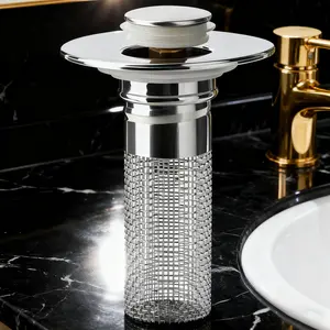 Black Friday， High Performance Sink Stopper  Removable Basket for Bathroom & Shower Drains, ABS Material, Brass Core, No Tools Installation Plastic Silicon Silicone