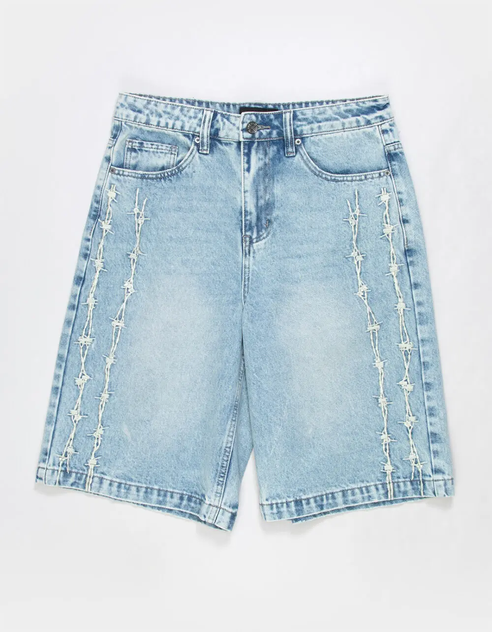 RSQ Barbed Wire Embroidered Mens Baggy Jorts RSQ Barbed Wire Embroidered Mens Baggy Jorts