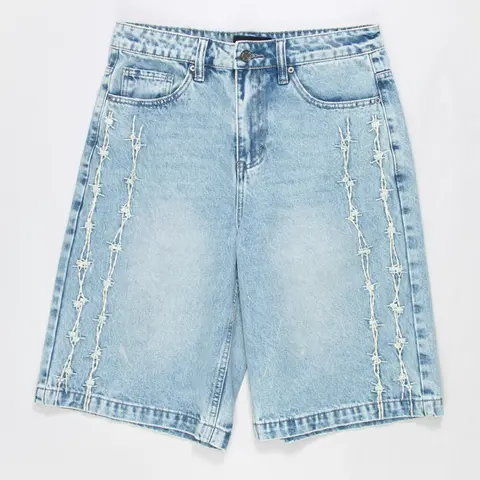 RSQ Barbed Wire Embroidered Mens Baggy Jorts