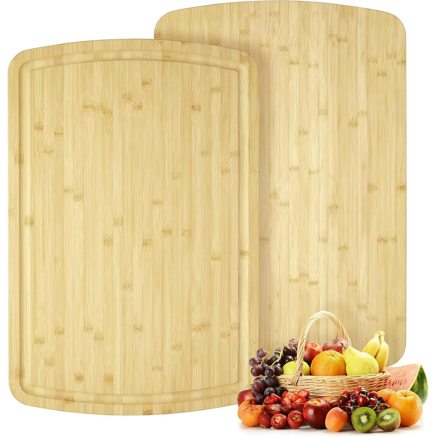 30'' X 20'' Extra Large Bamboo Cutting Board for Kitchen, Thick Butcher Block with Deep Juice Groove, Wooden Chopping Board Reversible Carving Board for Meat, Vegetables, Charcuterie and Serving
