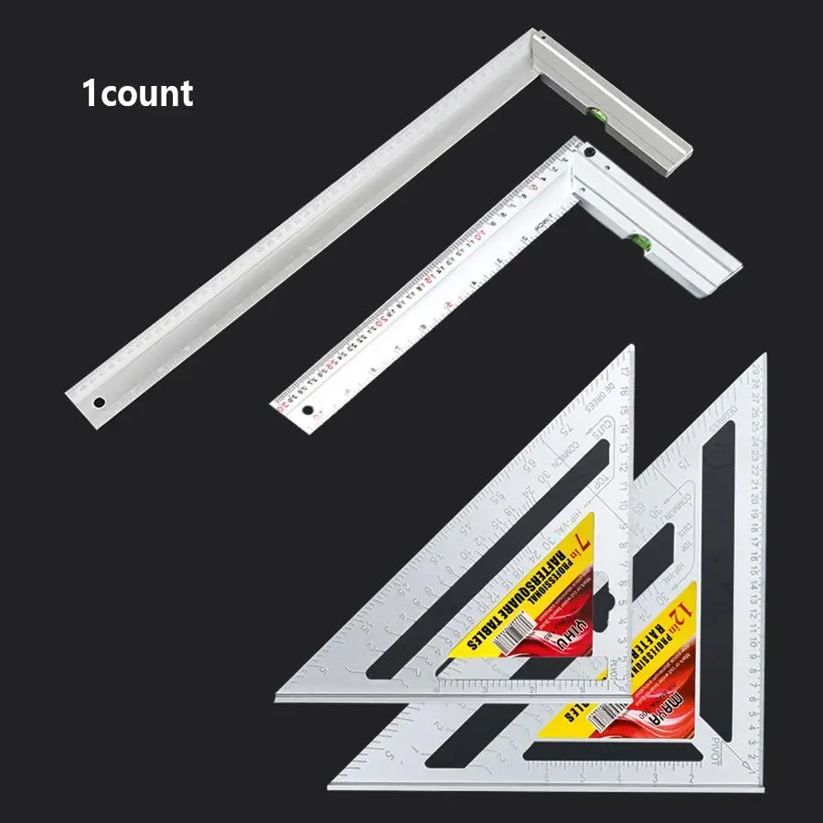 Industrial Grade Heavy Duty Metal Ruler, Thickened Aluminum Alloy Triangle/Square Ruler, Professional Layout Measuring Tool, Measuring Instrument, Hand Measuring Tools for Woodworking, Home Decoration, Construction Measurement