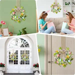Easter Spring Festival Wreath for Kitchen Cabinet, Faux Flower Wreath, Mini Artificial Easter Eggs, Decorative Home Decoration, Perfect for Spring Season