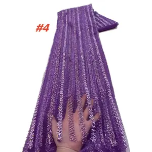 Luxury African Lace Fabric, High-Quality Sequins Beaded Lace Material, Perfect for Nigerian Wedding French Sheer Lace Cloth