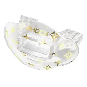 Shock Doctor Clear Gold Lux Max AirFlow Football Mouthguard with Extra Large Breathing Channel & Ultimate Comfort Design