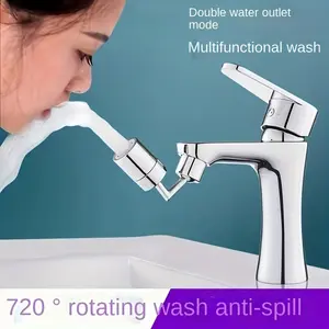 1pc Universal Faucet Stainless Steel Faucet Splash Proof Spout 720 Degree Rotation Gargle Extended Foaming Extender Adapter Foam Nozzle Rotatable Rotary Faucet