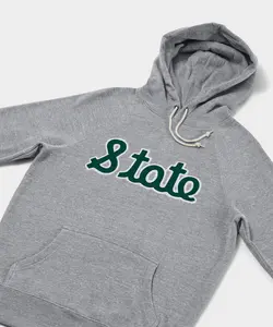 Vintage State Varsity Hoodie, Classic Script Chenille Patch Pullover, Game Day Ready Shirt, Gift for Fans, Trending Us Streetwear, Viral on Tiktok Menswear Long Sleeve Casual Pullover