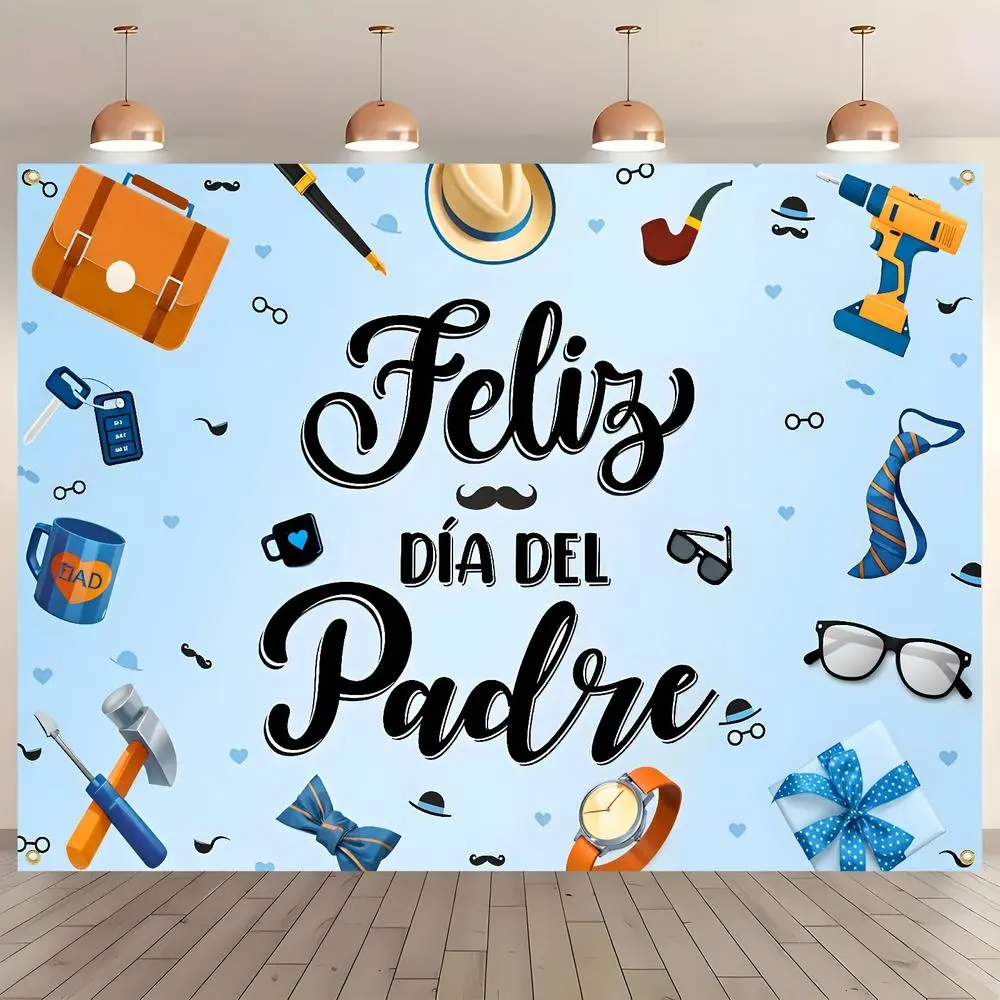 1PC 2D Flat Wall Hanging Cloth Banner - Spanish Fathers Day Reusable Polyester Party Decor, Photo Studio Backdrop Prop for Family Gatherings, Happy Birthday Ideas