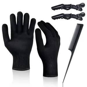 Heat Proof Medium Glove Mitts for Hair Styling - 2Pcs for Flat Iron, Curling Wand, and Hot-Air Brushes