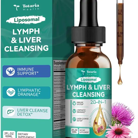 Totaria Strongest ''Lymph-Liver'' Cleanse Detox, Liposomal Organic Milk Thistle, Echinacea, Artichoke Lymphatic Drainage & Liver Repair Supplement with All Vitamins, 2 Fl.Oz