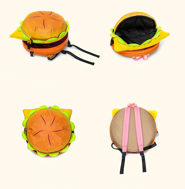 Large leisure Fashionable Novelty Hamburger Design Backpack, Cute Volume Backpack with Adjustable Strap For Daily Used, Cute Student School Book Bag