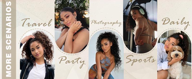 AISI HAIR Drawstring Ponytail Extension for Black Women Synthetic Clip in Ponytail Extension Long Curly Wavy Hairpieces for Daily Use Wavy