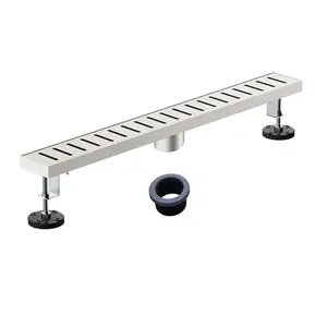 24" Stainless Steel Rectangle Shower Drain - Matte Black, Brushed Nickel, Brushed Gold