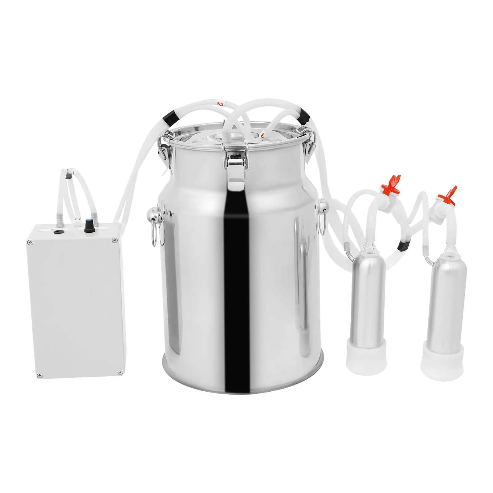 CNCEST 2-in-1 Automatic Pulsation Vacuum Milking Machine for Cows & Goats, Electric Milker with Stainless Steel Bucket (3L, 5L, 10L, 14L Options), US Plug, Farm Animal Feeding Tools