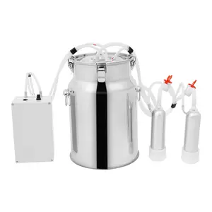 2 in 1 Automatic Pulsation Vacuum Milking Machine for Cow and Goat Electric Milker with Stainless Steel Bucket 3L 5L 10L or 14L US Plug