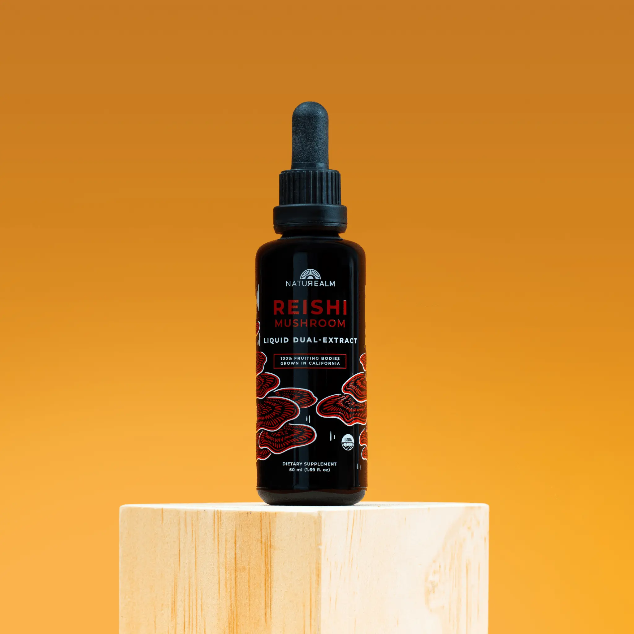 Reishi Mushroom Extract – Adaptogen Liquid Drops for Immune Support, Stress Relief, Relaxation, Longevity, Brain Performance, Dual-Extraction Tincture, High Antioxidants, 50 mL, Organic, Non-GMO, Vegan, Gluten-Free