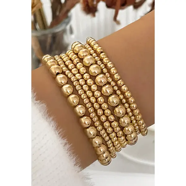 Classic Gold Beaded Stretch Bracelet | 14k Gold Filled