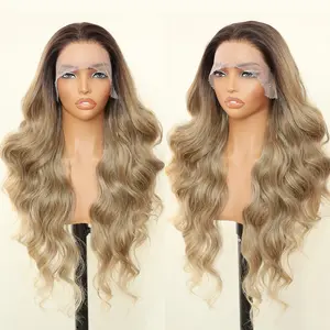 SOKU Long Wave 13x6 Lace Front Wigs Synthetic Hair 180 Density Body Wave Style HD Lace Front Pre-Plucked Glueless Wig for Women 28 Inch