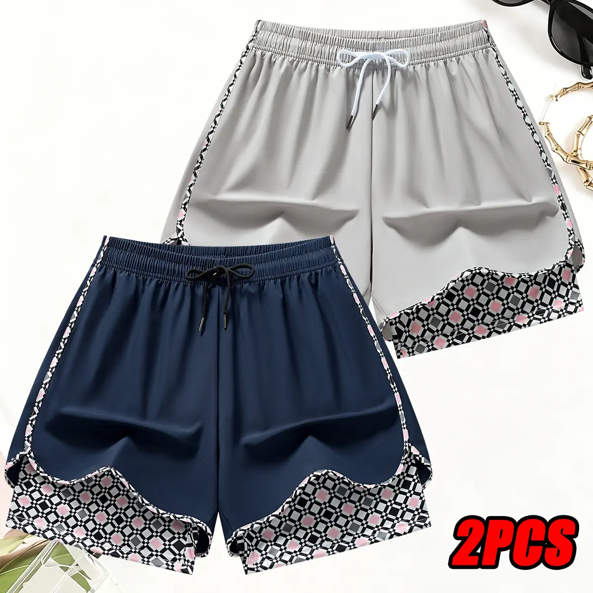 2-Pack, Summer Women'S Double-Layer Athletic Casual Shorts, Fitness Shorts, Cycling Shorts, Quick-Dry And Breathable, Suitable for Running, Exercise, Yoga, Gym Fitness,travel essentials,camping essentials
