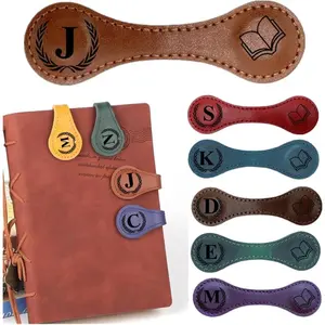 Personlized Magnetic Leather Bookmarks with Initials, Customized Book Marks Clip 26 Letters Bookmark for Reading Women, Men, Kids,Cute Book Markers Meaningful Gift for Book Lovers (Light Brown, J)