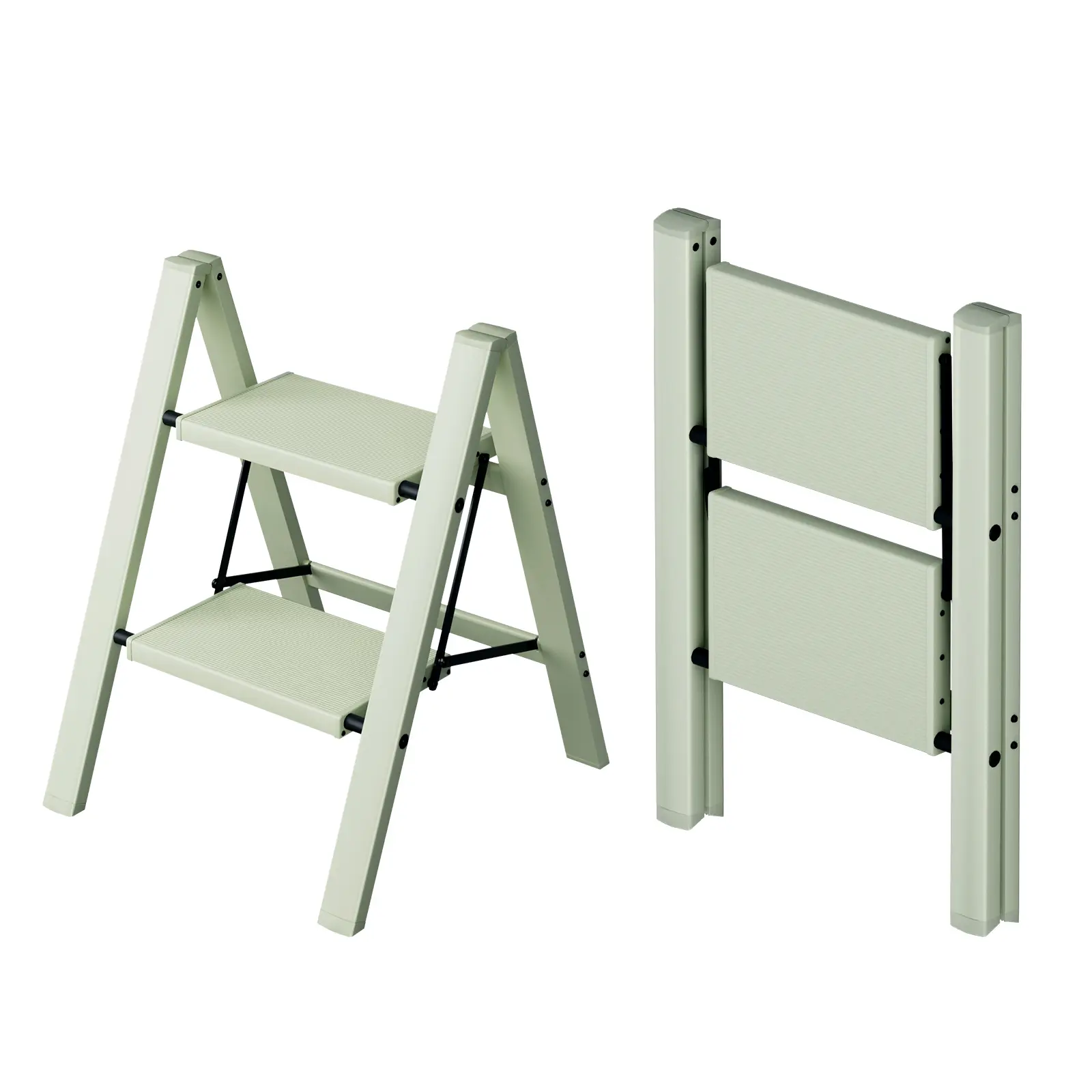 Taranta 2 Step Ladder,Aluminum Lightweight Folding 2 Step Stool with Anti-Slip Wide Pedal,330lbs Capacity Step Ladder for Household,Kitchen,Office - Fairyland Green