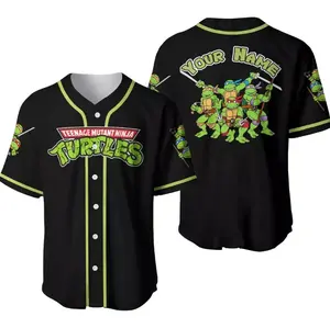 Custom Name Teenage Mutant Ninja Turtles Baseball Jersey - Black/White Adult Male Tee - Unique Fan Gear for TMNT Lovers