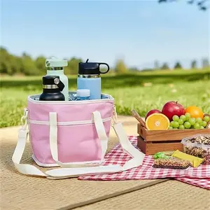 4 Compartment Drink Bag, Adjustable Shoulder Strap, Insulated Beverage Tray, Ideal for Hiking, Walking, Sports, Family Outing, Daily Use, Insulated Portable Cooler