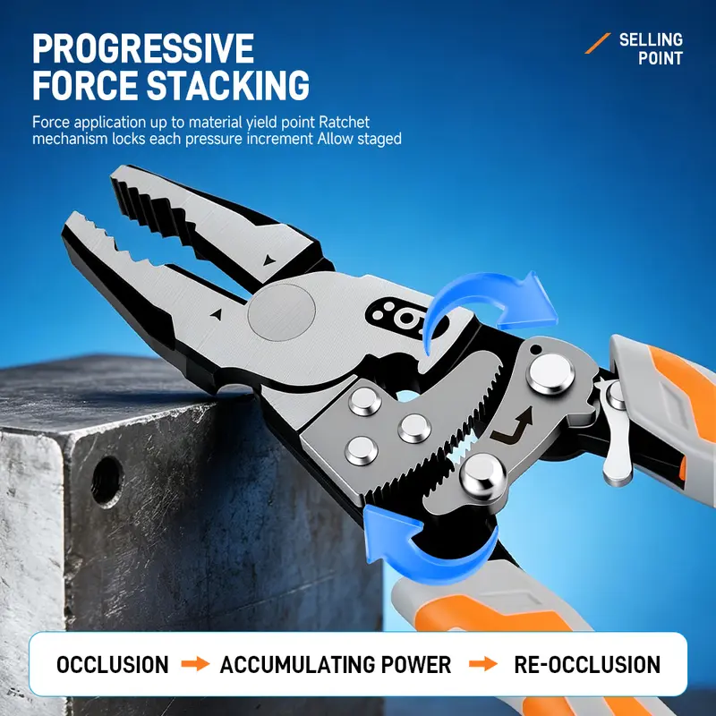 LOZLIN 55-Steel Self-Locking Anti-Skid Ratchet Pliers, Heavy-Duty Wire Cutters & Holding Tool, Hands-Free Grip DIY Hardware for Automotive, Plumbing Projects, Durable Pliers & Pincers