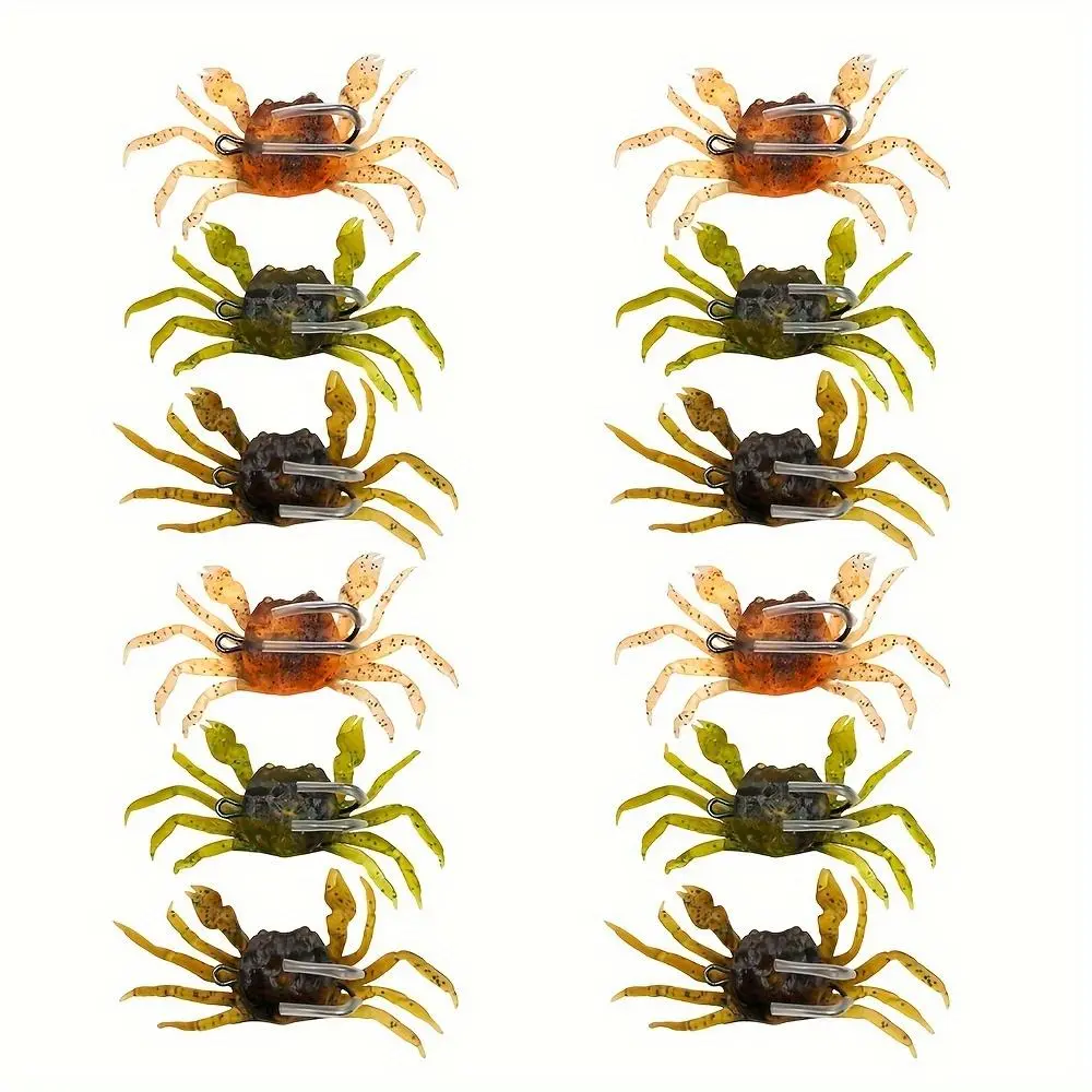 12pcs Artificial Crab Lure Bait Fishing Lures Soft Fish Bait with Sharp Hooks