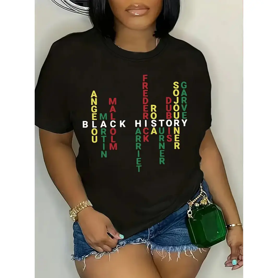 Womens Black History Month Graphic T Shirt Cotton Short Sleeve Crewneck Casual Streetwear Top For Everyday Wear Gift For Her Melanin Culture Pride Tee