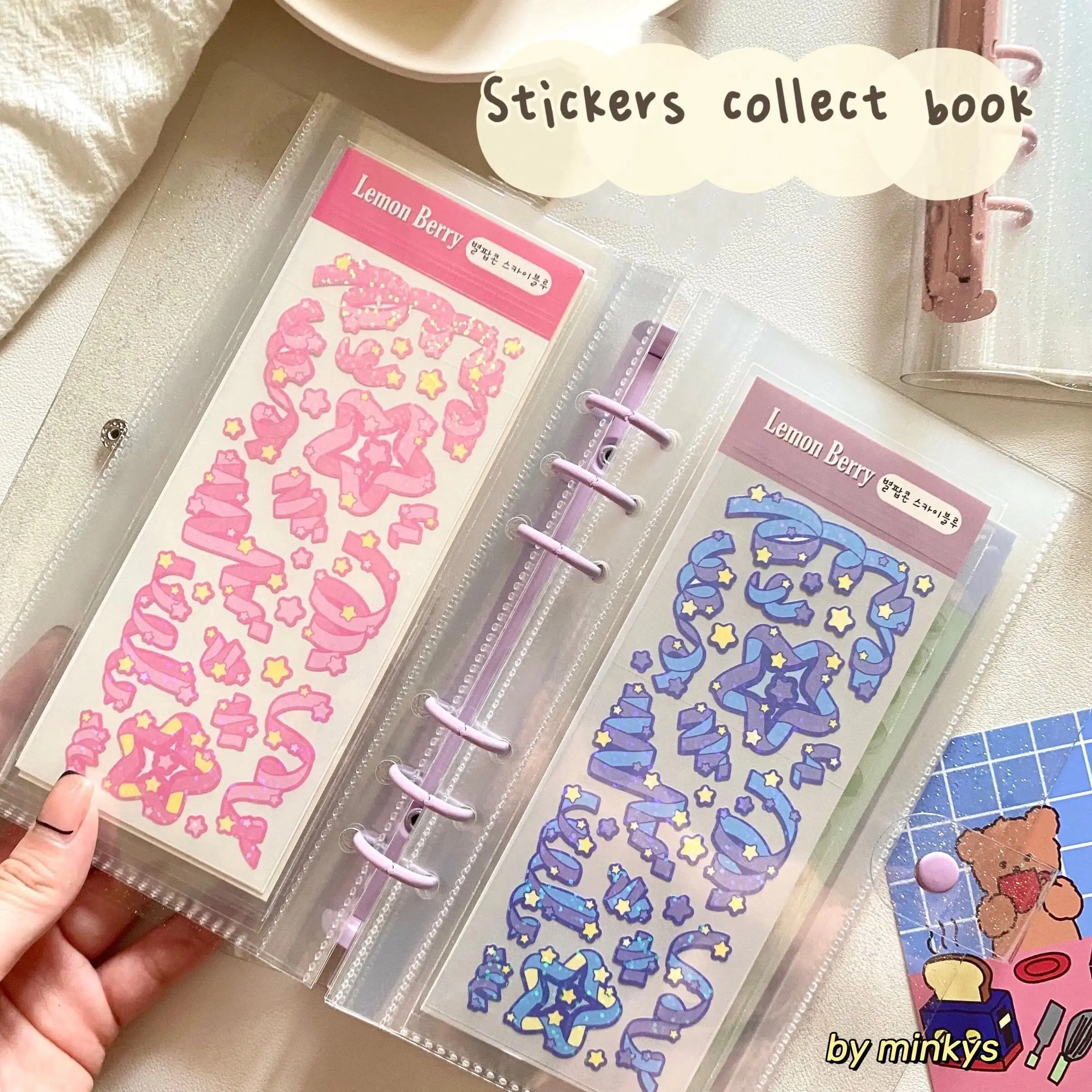 MINKYS New Arrival Kawaii Character Collect Organizer Book - 13cm x 21cm Cover Stickers, Plastic Sleeves for School Stationery, Home Supplies Storage & Decor