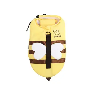 Cute Bee-Shaped Pet Life Jacket for Summer Water Play with Neck Support, Adjustable Buoyancy for Small and Medium-Sized Pets