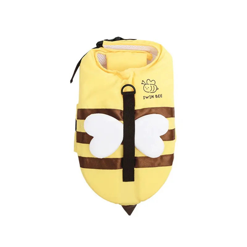 Cute Bee-Shaped Pet Life Jacket for Summer Water Play with Neck Support, Adjustable Buoyancy for Small and Medium-Sized Pets