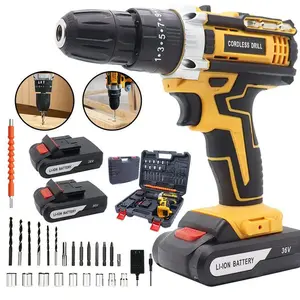 36V Cordless Drill Set 29-Piece Electric Drill with Keyless Chuck 2-Speed 45Nm Torque LED Work Light 2 Batteries Fast Charger for Home Repair DIY Projects