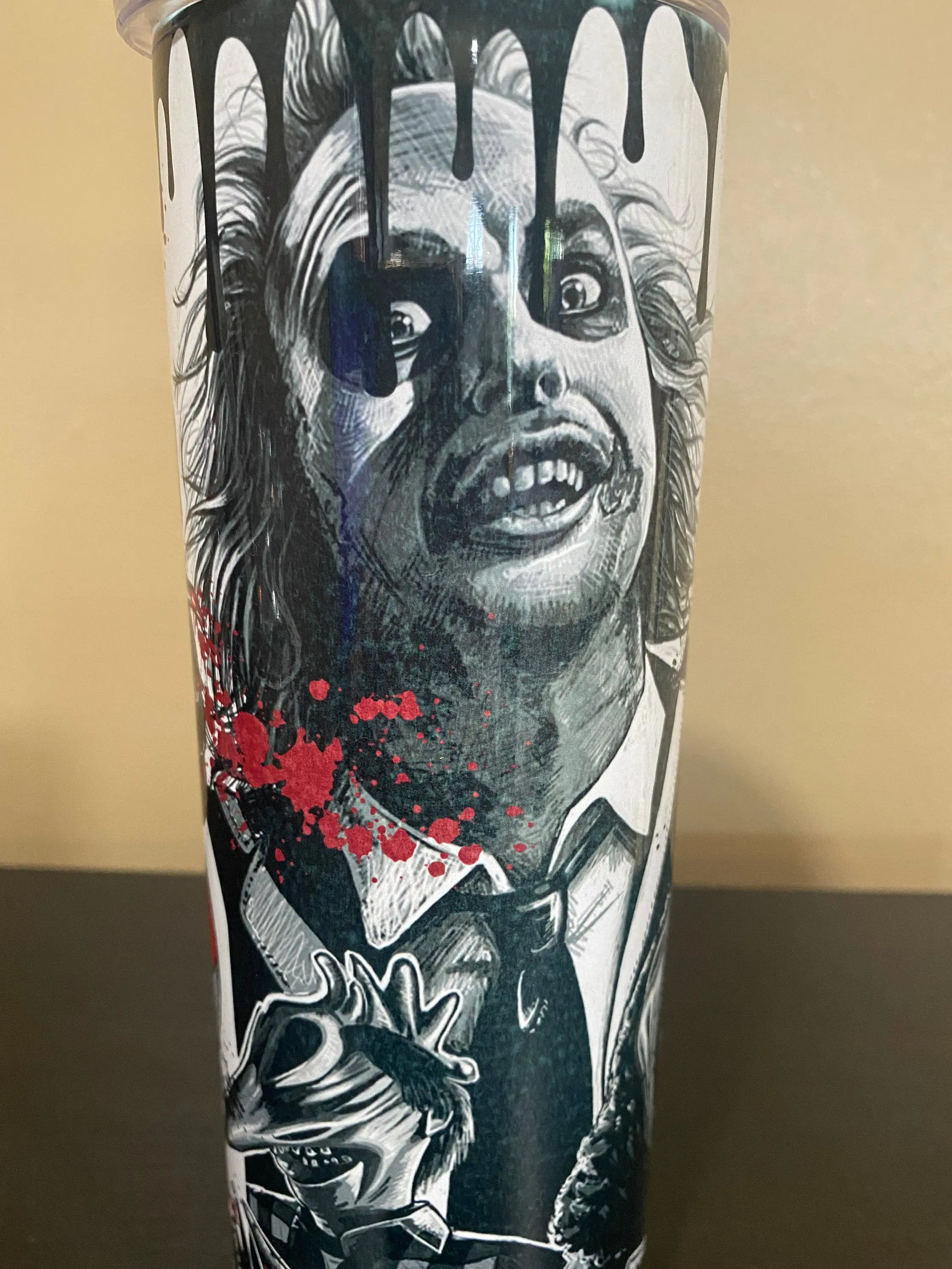 Beetlejuice Halloween Tumbler, great for the spooky season! This stylish cup is ideal for fall festivities and makes a wonderful holiday gift for your best friend
