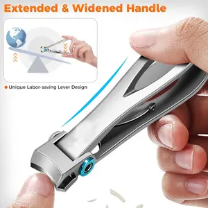 Stainless Steel Large Nail Clipper for Seniors, Anti-Splash Design with Nail File Set, Portable Thick Toenail Trimmer