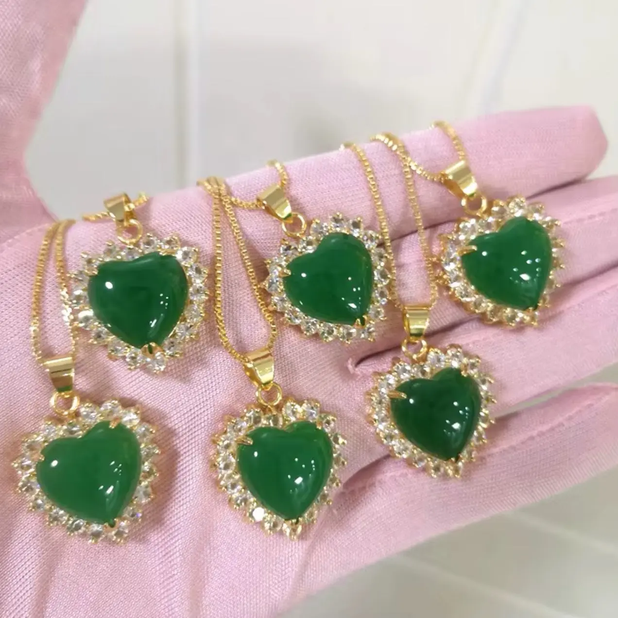 Garden Jade Green Necklace - High-Quality Jade,.925 Stainless Steel Chain, 18k Gold Plated Finish, Elegant Design for Adults